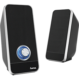 PC-Lautsprecher Hama Sonic LS-206, 2-teilig, 6 W,  USB 3.0/3,5 mm-Klinke, mit Lautstärkeregler, schwarz-silber