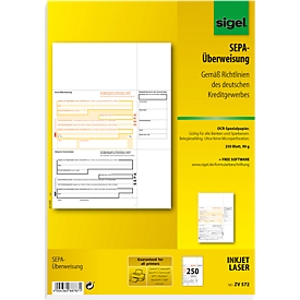 PC-SEPA-Überweisung sigel® ZV570, 250 Stück