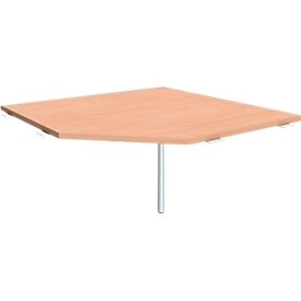 Pc-werkblad ALICANTE, B 1225 x D 1225 mm, met steunvoet, in hoogte verstelbaar, beukenpatroon