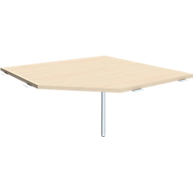 PC workstation ALICANTE, W 1225 x D 1225 mm, with support foot, height adjustable, maple finish