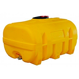 PE barrel, box-shaped, polyethylene, 2" IC connection, dome with hinged lid ø 380 mm, without baffle, yellow, W 900 x D 1200 x H 900 mm, 600 l