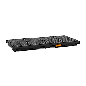 PE opvangbak CEMO 270/8, met 8 PE roosters, B 2480 x D 1280 x H 180 mm, 270 l, voor 8 x 200 l vaten, tot 2400 kg