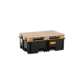 PE palletschacht CEMO 220/2 voor 1 europallet, L 1230 x B 830 x H 360 mm, 220 l, voor 2 x 200 l vaten, zonder rooster