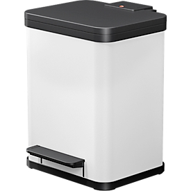 Pedaalemmer Eco Duo Plus M Hailo, 2 x 9 liter, rechthoekig, plaatstaal, wit