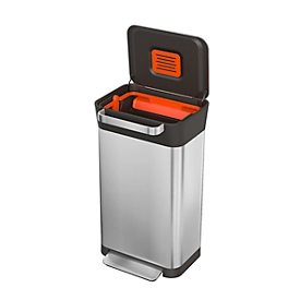 Pedaalvuilnisemmer Intelligent Waste Titan, rechthoekig, 30 l, met deksel, Vuilnispers & geurfilter, rvs