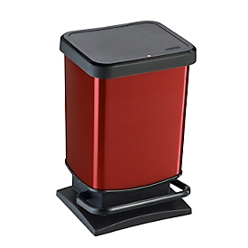 Pedal bin Rotho PASO, 20 l, rectangular, odor-proof, plastic (BPA-free), red metallic