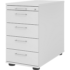 Pedestal Breno 13333, utensil drawer, W 428 x D 800 x H 720-760 mm, chipboard, light gray