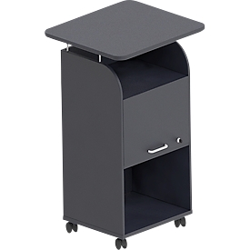 Pedestal móvil BEXXSTAR, 2 estantes, 1 compartimento con cerradura y asa, estante superior, ruedas giratorias, ancho 700 x fondo 630 x alto 1130 mm, madera, negro