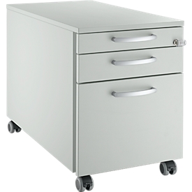 Pedestal móvil Schäfer Shop Select 126, 1 cajón, extraíble para RH y utensilios, asas redondas, gris claro/gris claro/gris claro