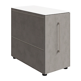 Pedestal SOLUS PLAY, con cajón de utensilios extraíble, fijación a la izquierda, profundidad 400 mm, Cerámica gris