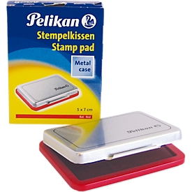 Pelikan stempelkussen maat 3, voor rubber- en polymeerstempels, in metalen behuizing, 50 x 70 mm, rood