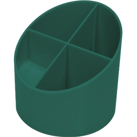 Pen holder Helit The Green Cross, 4 compartments, Ø 110 x H 105 mm, recycled plastic, green