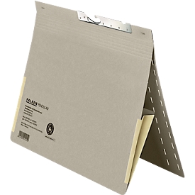 Pendelhefter Falken, Format A4, für bis zu 200 Blatt, 2 Fächer, Schlitzstanzung, Behördenheftung, Tasche, Recycling-Karton, grau, 50 Stück
