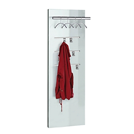 Perchero de pared Lugano Glas, madera y vidrio, 4 perchas y 4 ganchos, anchura 500 mm