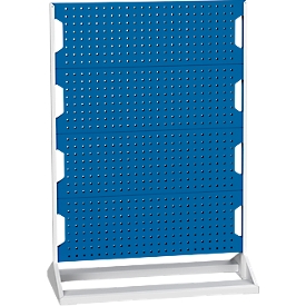 Perfo Rack, 8 geperforeerde panelen, B 1000 x D 550 x H 1450 mm, staal, lichtgrijs RAL 7035/genziana blauw RAL 5010