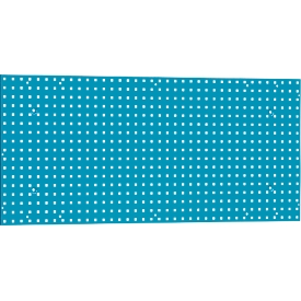 Perforated panel WFI, wall mounting, hole size 9 x 9 mm &amp; hole spacing 38 mm, L 1150 x H 750 mm, sheet steel, azure blue RAL 5009