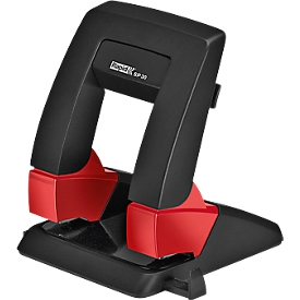 Perforateur SP30 Press Less SB Rapid, 2 perforations 80 mm, pour 30 feuilles, ergonomique, rouge noir