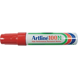 Permanent marker Artline 100, beitelvormige punt, rood, 12 stuks