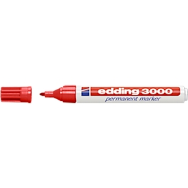 Permanent marker edding 3000, round tip, light &amp; abrasion resistant, 1 piece, red
