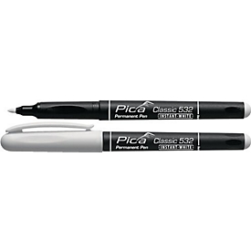 Permanent marker INSTANT WIT wit lijndikte 1-2 mm pen met clip PICA, 10 stuks
