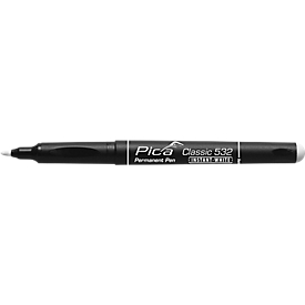 Permanent marker Pica Classic 532, wit, ronde punt 1-2 mm, watervast, geurvrij, 10 stuks