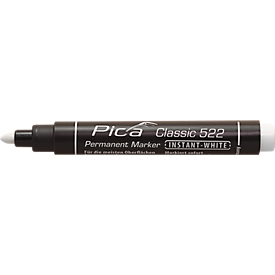 Permanent marker Pica INSTANT-WHITE, wit, watervast, 10 stuks met lijndiktes van 1-4 mm