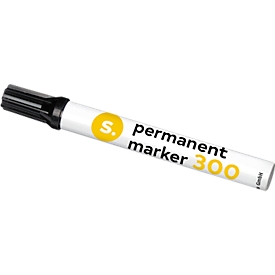 Permanent marker S. 300, round tip, line width 1.5-3 mm, waterproof, can be stored open, aluminum &amp; plastic, black, 1 piece