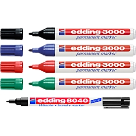 Permanente marker 3000, 20 stuks, diverse kleuren + GRATIS wasmarker voor 1 stuk 8040