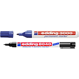 Permanente marker 3000, 20 stuks, zwart + GRATIS wasmarker voor 1 stuk 8040