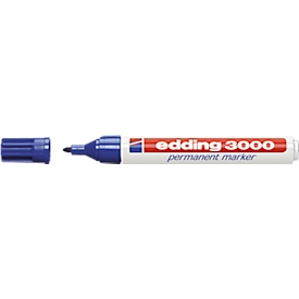 Permanentmarker edding 3000, Rundspitze, licht- & abriebsbeständig, 1 Stück, blau