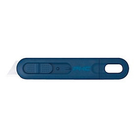 PHC disposable safety knife Volo™ MD, for left/right-handers, metal detectable, auto blade retraction, lanyard hole, plastic, dark blue, 10 pieces