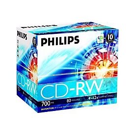 Philips CW7D2NJ10 - 10 x CD-RW - 700 MB (80 Min) 4x - 12x - Jewel Case (Schachtel)