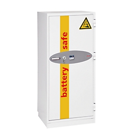 Phoenix Battery Commander BS1931K, coffre-fort de stockage pour batteries, L 690 × P 650 × H 1160 mm, ignifugé, indicateur de température, verrouillage multipoints, 2 étagères pour charges lourdes, avec serrure à clé