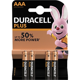 Pilas DURACELL® Plus, micro AAA, 1,5 V, 4 unidades