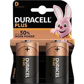 Pilas DURACELL® Plus, mono D, 1,5 V, 2 unidades