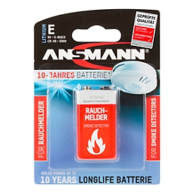 Pilas, para detector de humo, bloque E, 9 V, almacenables durante 10 años