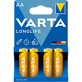 Pile AA/Mignon VARTA Longlife, longue durée de vie et de stockage, 1,5 V, 4 pièces