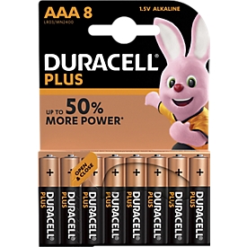 Piles DURACELL® Plus, Micro AAA, 1,5 V, 8 pièces