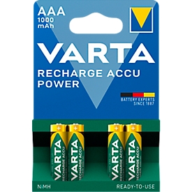 Piles rechargeables VARTA, Micro AAA, 4 p.