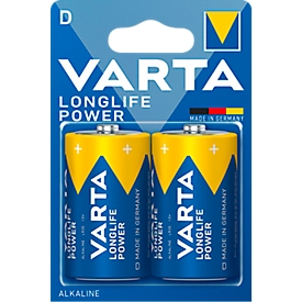 Piles VARTA Longlife Power, tension 1,5 V, particulièrement longue durée, Mono D, 2 pièces