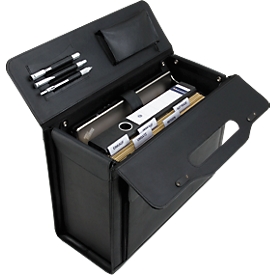 Pilot case Alassio, avec poignée, avec compartiment pour ordinateur portable, cuir de vache, noir