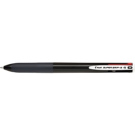 Pilot Vierfarb-Kugelschreiber Super Grip-G 4 Colors, Strichstärke 0,4 mm, dokumentenecht, nachfüllbar, Schaftfarbe schwarz