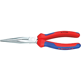 Pince à bec long demi-rond 160 mm à mâchoire chromée droite