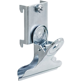 Pince à documents WFI, pour plaques perforées avec dimensions de trous 9 x 9 mm &amp; distance entre les trous 38 mm, L 60 mm, acier, 5 pièces