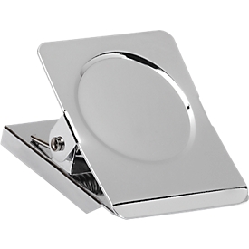Pince à papier avec aimant, L 40 mm, largeur de serrage 23 mm, force de maintien 1,2 kg, argent léger