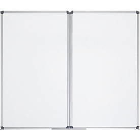 Pizarra blanca plegable MAULstandard, plastificada en gris, magnética, 2 paneles, ancho 1500 x alto 1000 mm