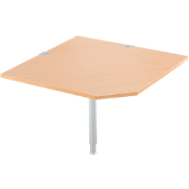Placa angular del sistema Schäfer Shop Select, CAD, pie, ancho 1000 x fondo 1000 mm, haya/aluminio blanco