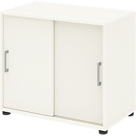 Placard d'appoint TEMPIO, en bois, 2 portes coulissantes, 2 OH, L 800 x P 430 x H 740 mm, blanc/blanc