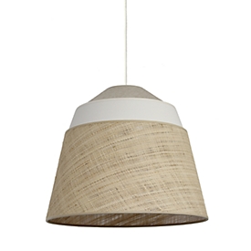 Plafonnier AMALIA nature/blanc, rotin &amp; textile, Ø 38 cm, E27, sans ampoules, meet by Paperflow