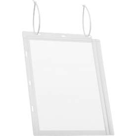 Plakattasche DURABLE, A4 Hoch- & Querformat, 2-seitig, für bis zu 2 Blatt, Kabelbinder, wasserdicht, B 262 x T 0,6 x H 340 mm, transparent, 5 Stück